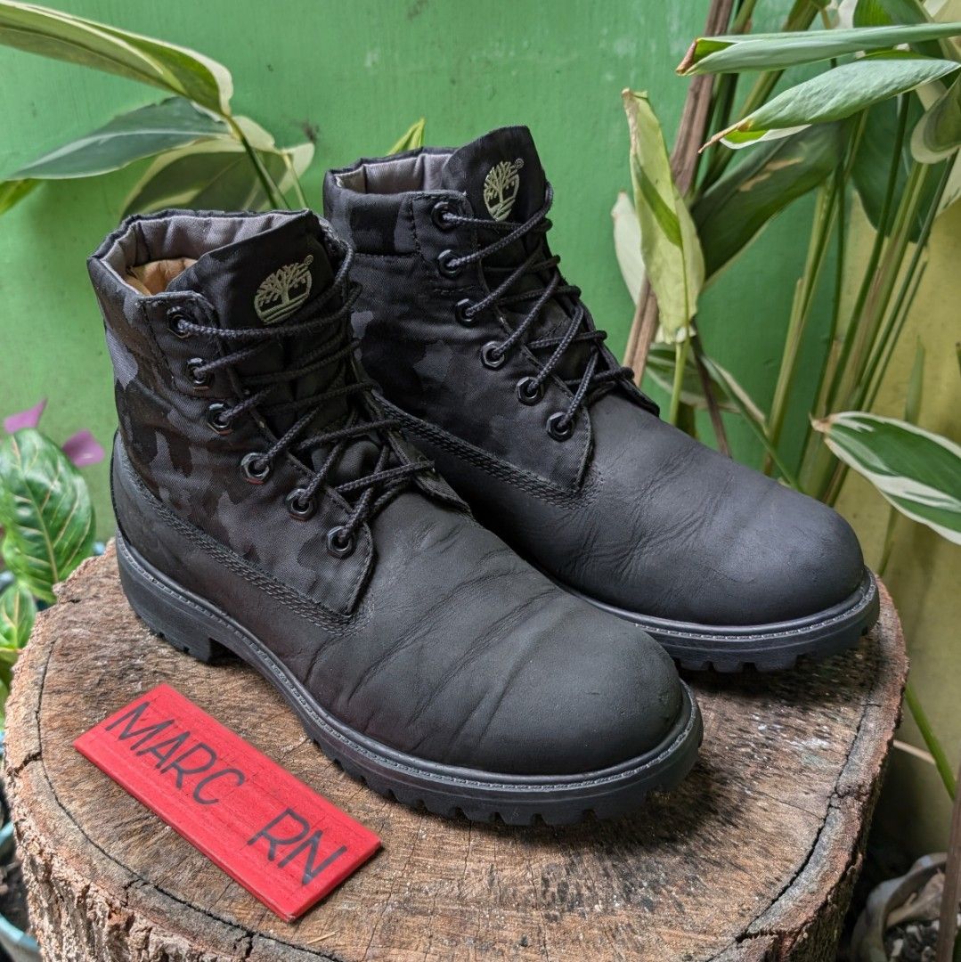 Timberland Roll top boot Premium suade leather Black Camo Size 7.5wide Fits to 8 8.5 sneaker size WellUsed signs of ussage 1 950 sf