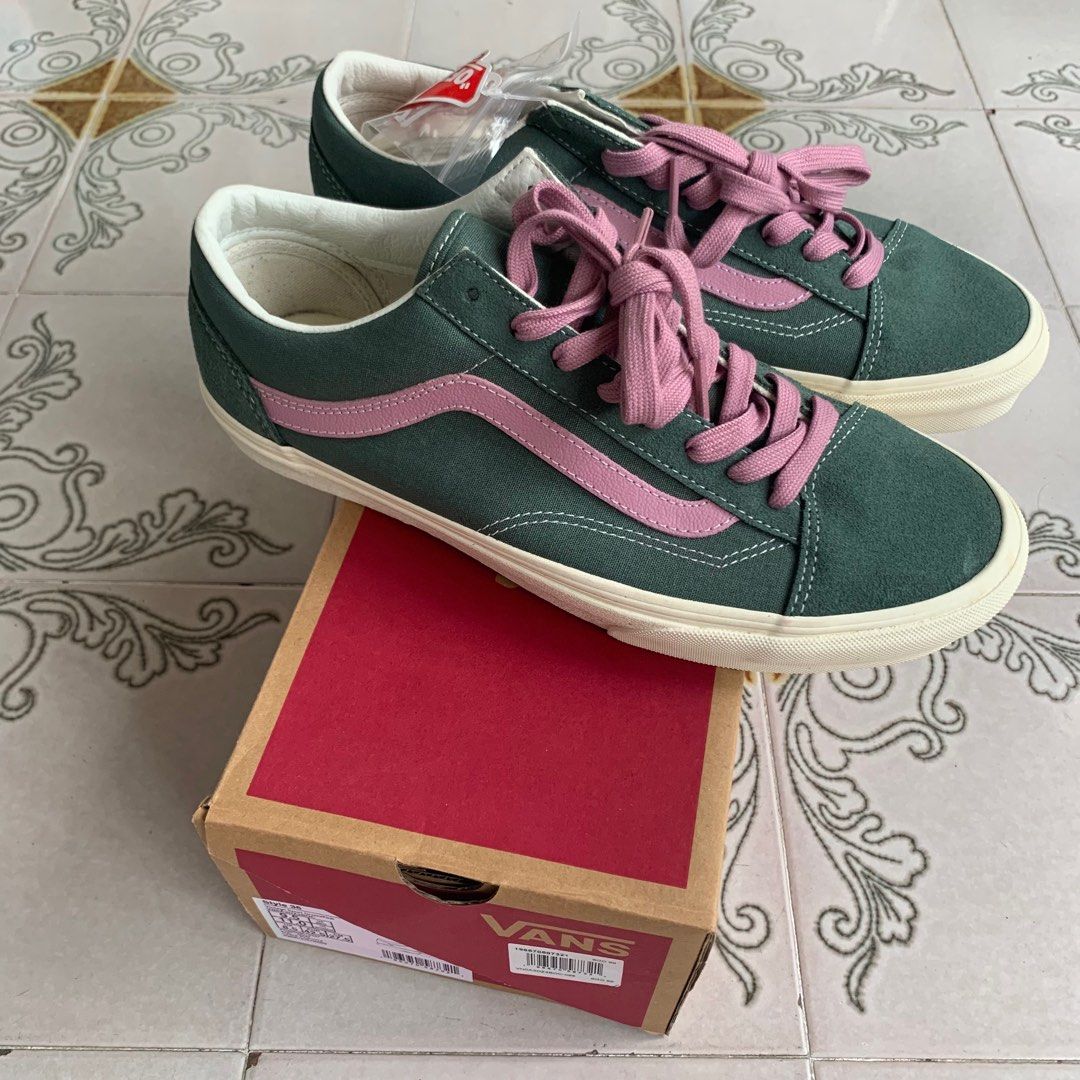 US9.5 Vans Style 36 Vintage green pink Jpn limited colour Authentic Vault Sneakers skateboarding Shoes