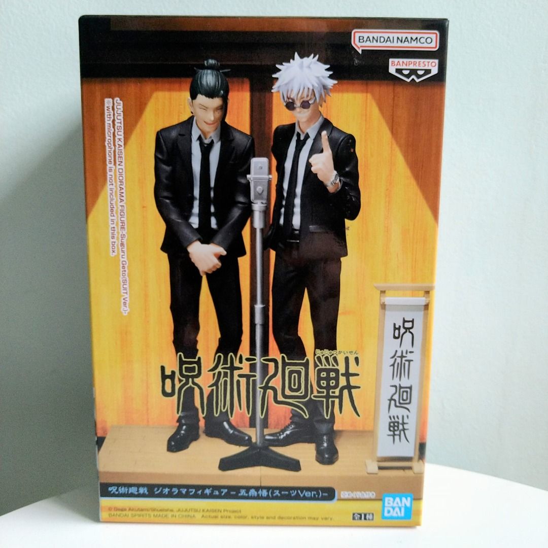 WTS/WTT Jujutsu Kaisen JJK Gojo Satoru Suit Version Diorama Figure by Bandai (Category: Toy Figures) located in Singapore. Submitted by wisterix (Listing ID 1318198291, Image 3). Description: Want to Sell/Want to Trade Jujutsu Kaisen JJK Gojo Satoru Suit Version Diorama Figure by Bandai. Kindly note that this is for the Gojo Satoru Suit Version figure only. Open to trade for Geto Suguru Suit version figure (Pic 5) as first priority or any other G