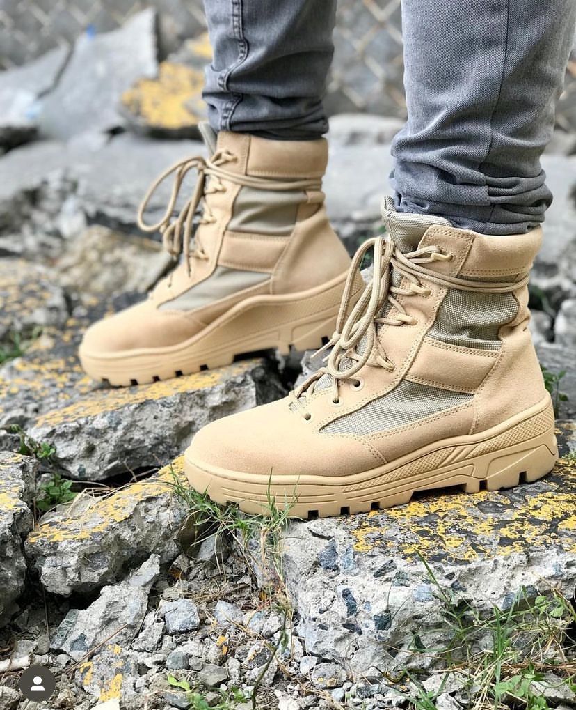 Yeezy Season 4 by Kanye West Combat Boots Sand Calabasas Men s Fashion Footwear Boots on Carousell