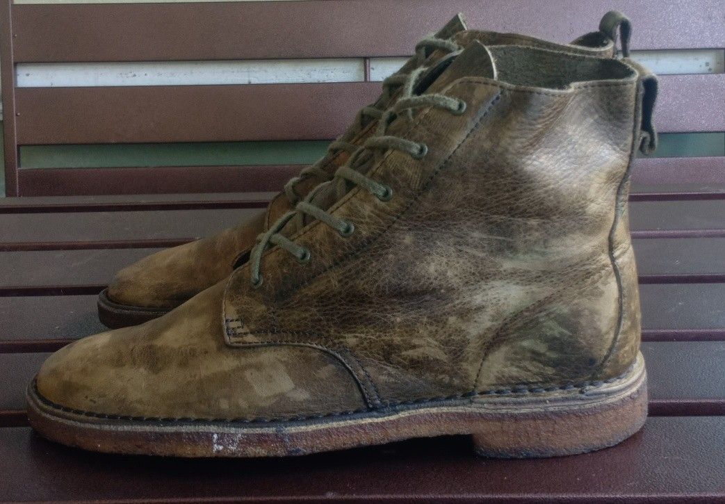 9.5uk Rm58 Clarks Original Desert Mali Green Army Boots Hi Leather