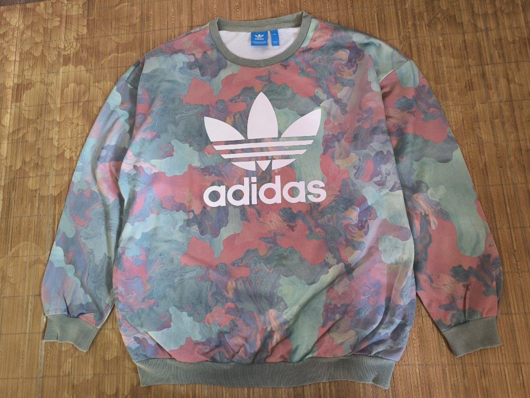 Camo trefoil crew sweatshirt hot sale