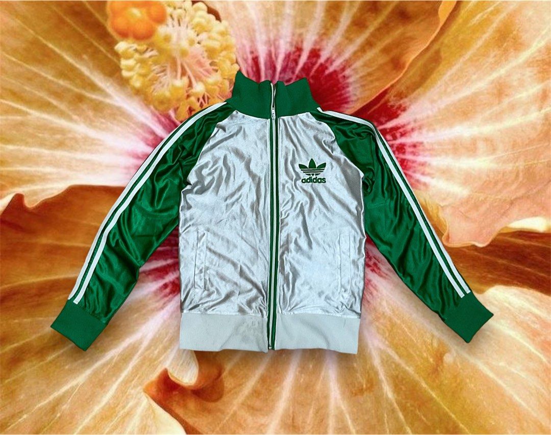 ADIDAS Silver and Green Tracksuit Women s Fashion Coats Jackets and Outerwear on Carousell