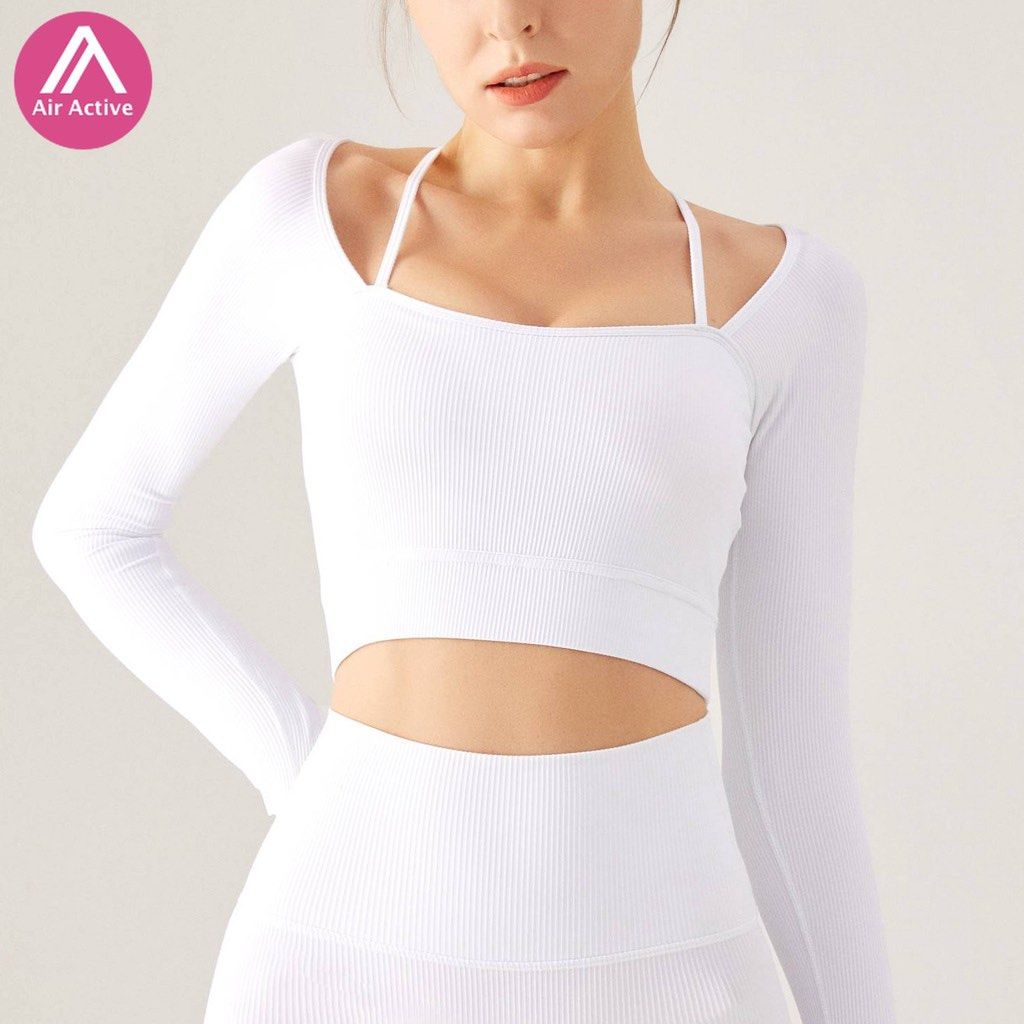Long sleeve workout crop online