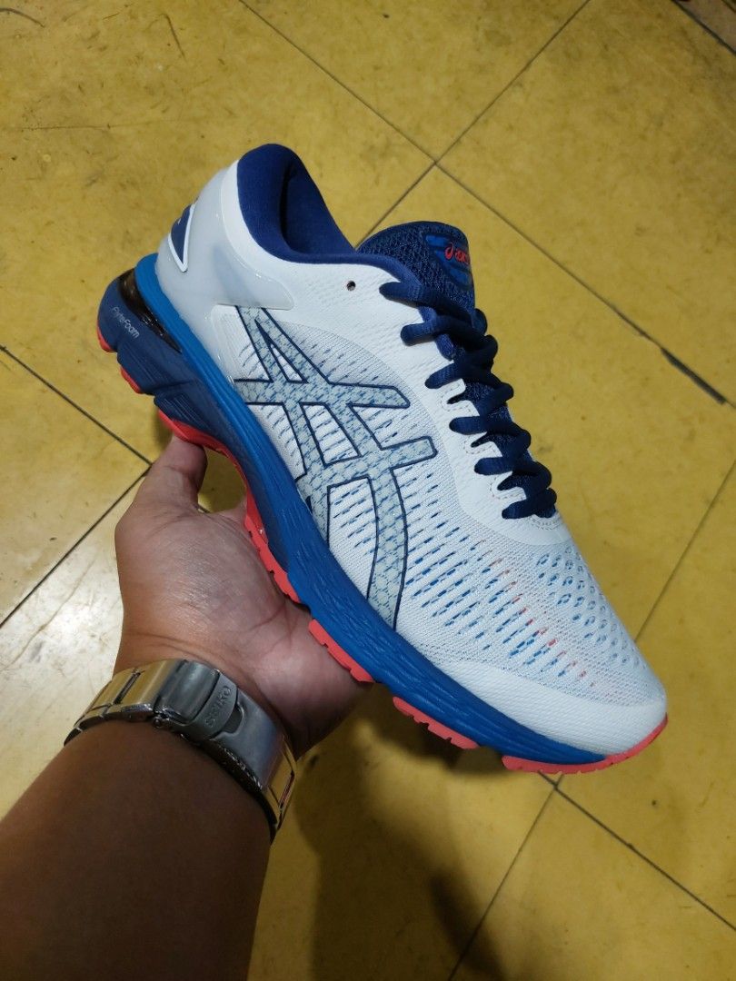 Asics Gel Kayano 25 White Blue USA Men s Road Running Shoes 8 US Men s Fashion Footwear Sneakers on Carousell