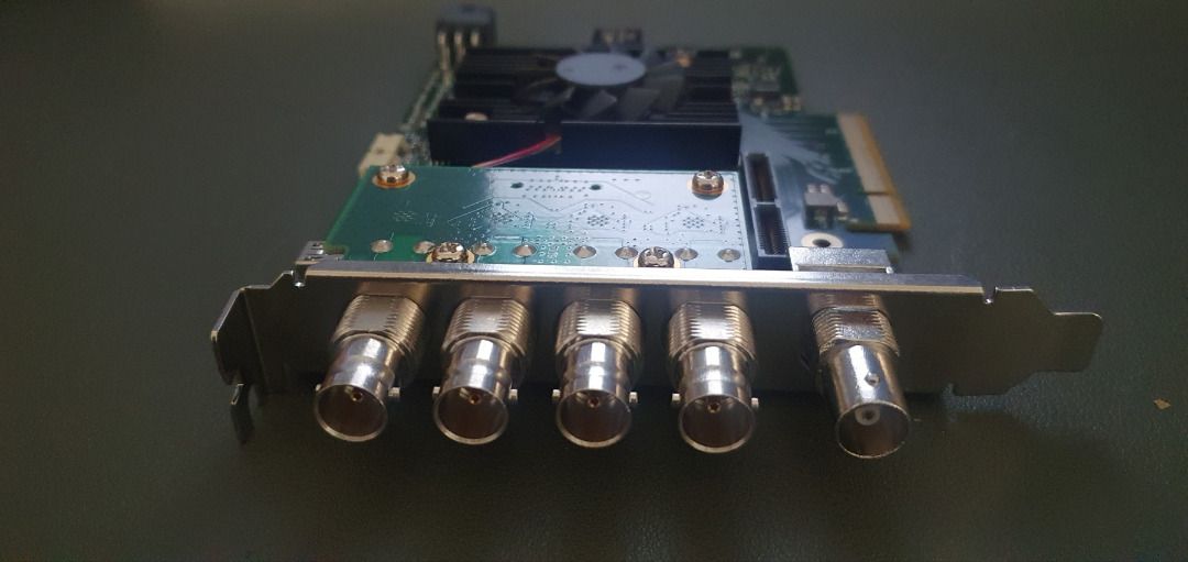 Blackmagic Design Decklink 8K Pro Cinema Capture Card (Category: Other Accessories) located in Quezon City. Submitted by ramhue (Listing ID 1318319597, Image 3). Description: The Blackmagic Design Decklink 8K Pro Cinema Capture Card is an 8-lane PCIe Gen2 digital cinema capture and playback card with four bidirectional 12G-SDI connectors that accept resolutions from SD, DCI 4K (4096 x 2160), and DCI 8K at up to 60 fps. The card supports 8- and 10