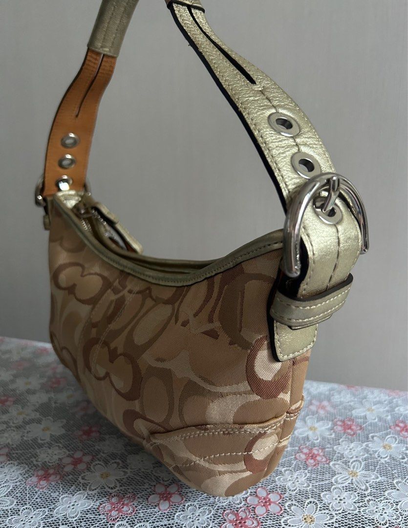 Authentic COACH Y2K Soho Hobo Signature Gold Jacquard Small  