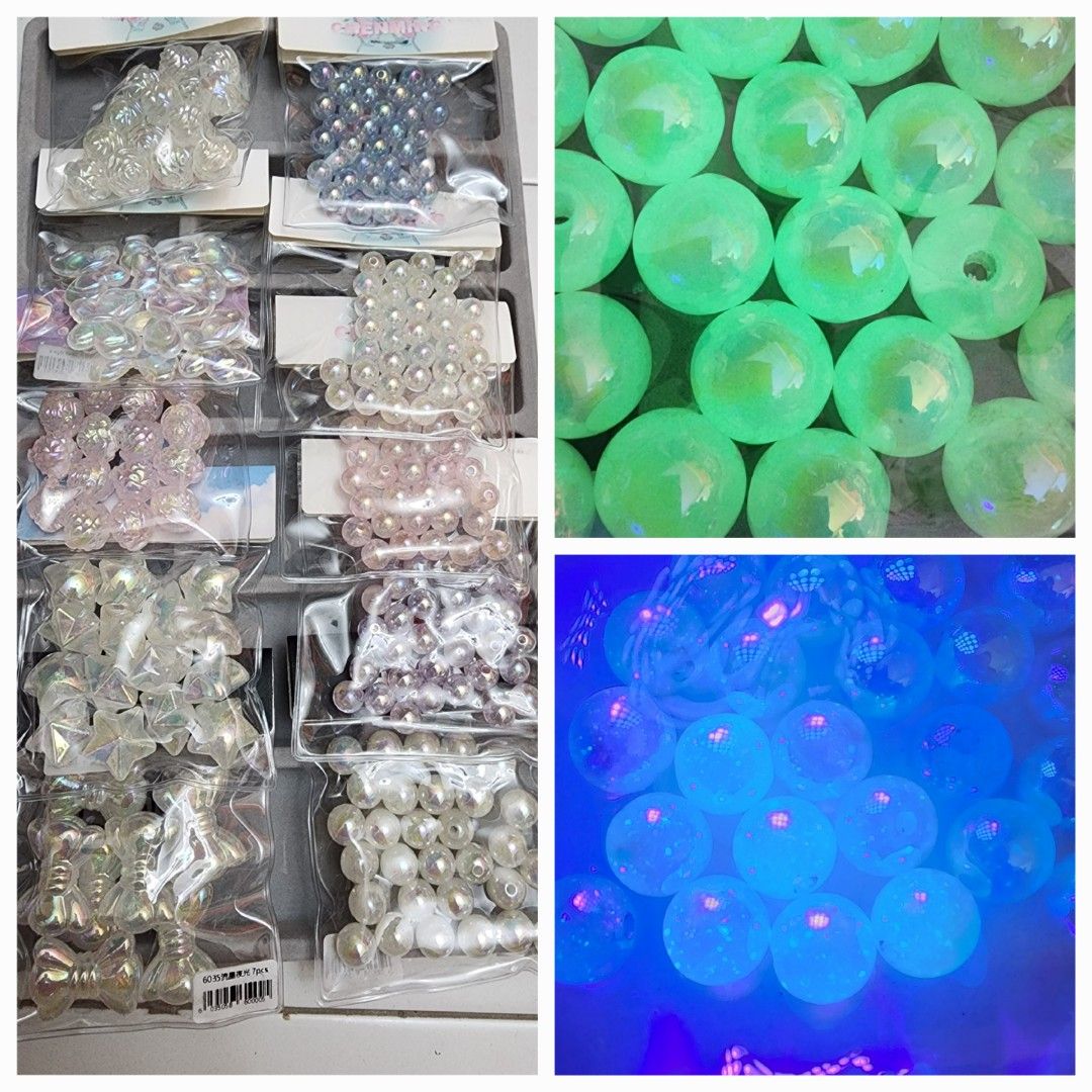 Glow in the dark beads series diy craft supplies jewelry handphone strap keychain Hobbies Toys Stationery Craft Craft Supplies Tools on Carousell