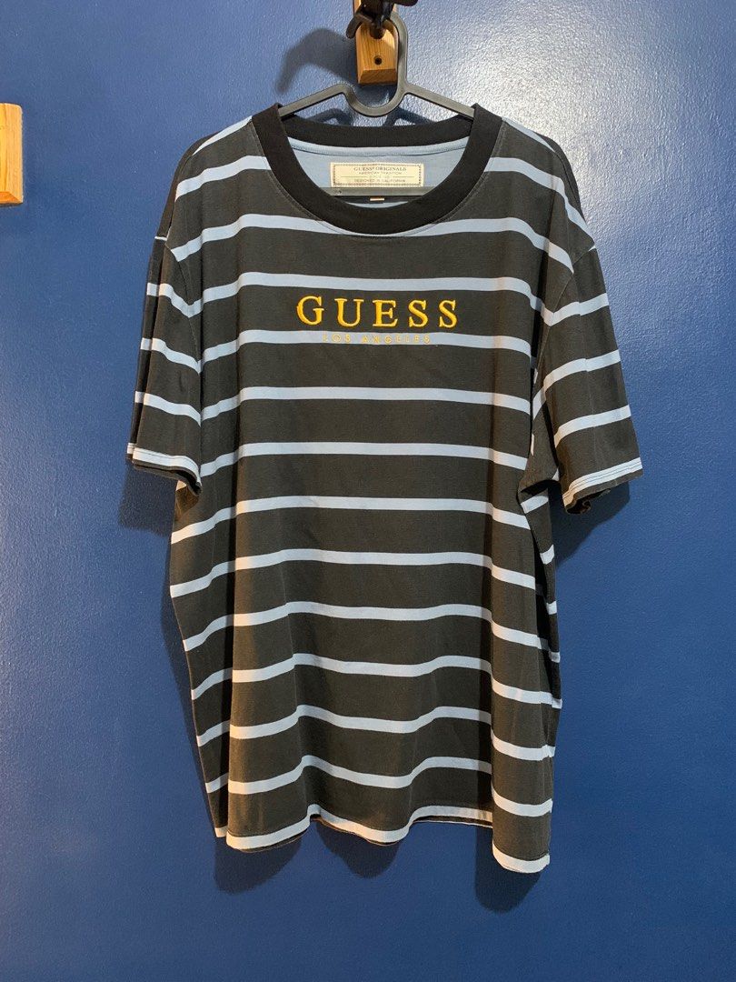 GUESS Los Angeles Blue Striped Shirt Men s Fashion Tops Sets Tshirts Polo Shirts on Carousell