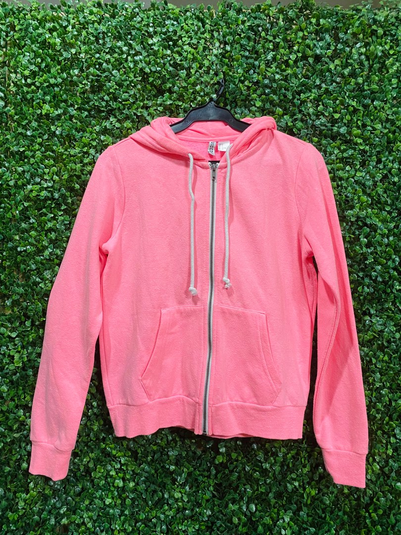 H M Pink Hoodie S Women s Fashion Coats Jackets and Outerwear on Carousell