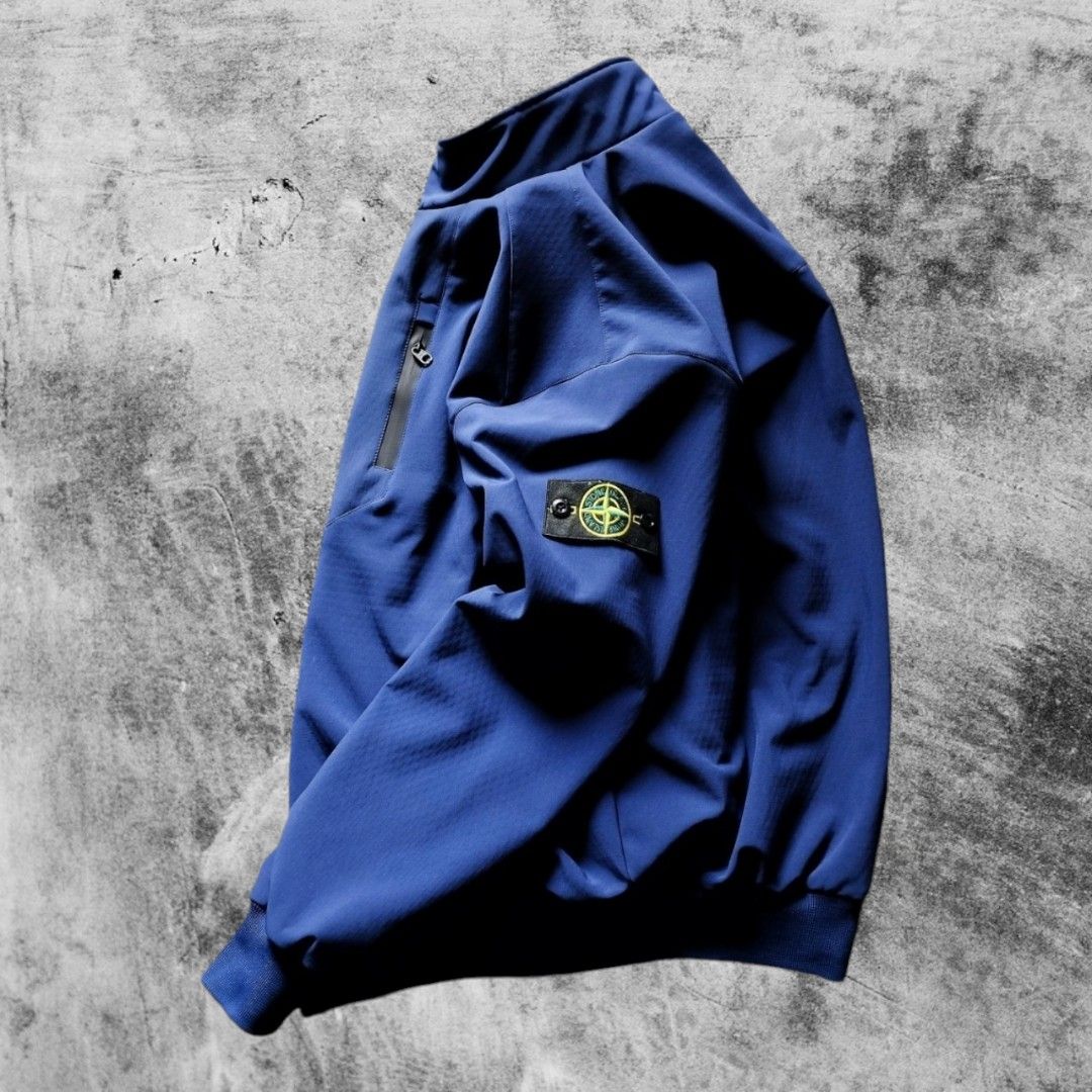 Jaket Tracktop Stone Island Waterproof Anti Air Biru, Fesyen Pria