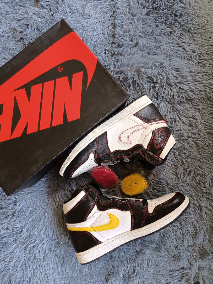 Jordan 1 retro high defiant white black gym red on sale