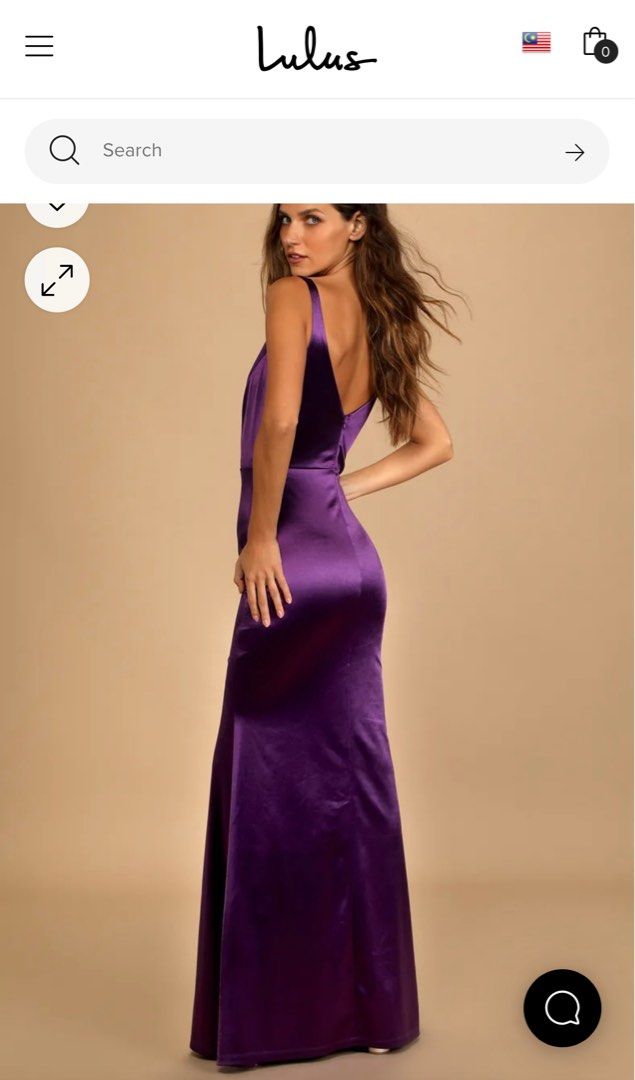 Lulus ori Melora Purple Satin Sleeveless dress NEW NWOT tiptop notch excellent condition very beautiful Women s Fashion Dresses Sets Evening Dresses Gowns on Carousell