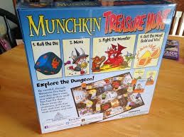 Munchkin treasure hunt Board Game (Category: Board Games & Puzzles) located in Quezon City. Submitted by whizdepot (Listing ID 1318276766, Image 2). Description: Munchkin Treasure Hunt is a fun board game for up to six players, ages 6 and up – now everyone in the family can be a Munchkin! Treasure Hunt comes with a board, two custom six-sided dice, 96 colorful cards, four blank cards (so you can write your own!), six character standees, and a rul
