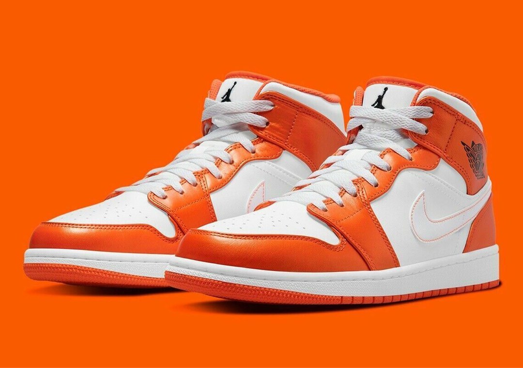 Nike air jordan 1 mid SE electric orange Luxury Sneakers Footwear on Carousell