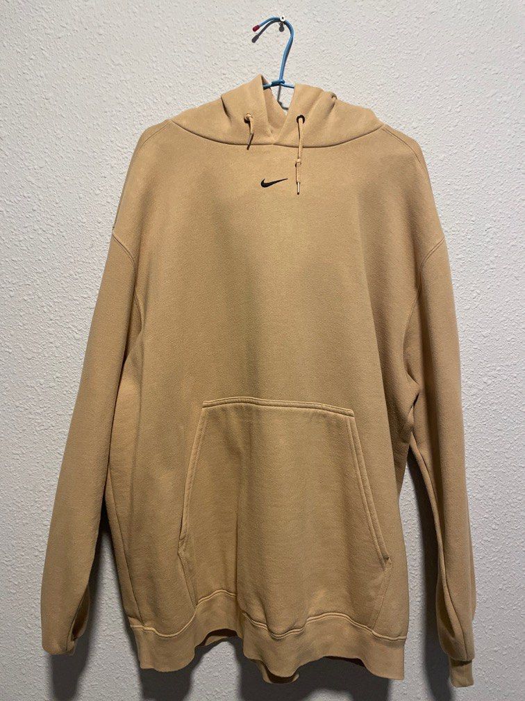 brown nike hoodie middle swoosh