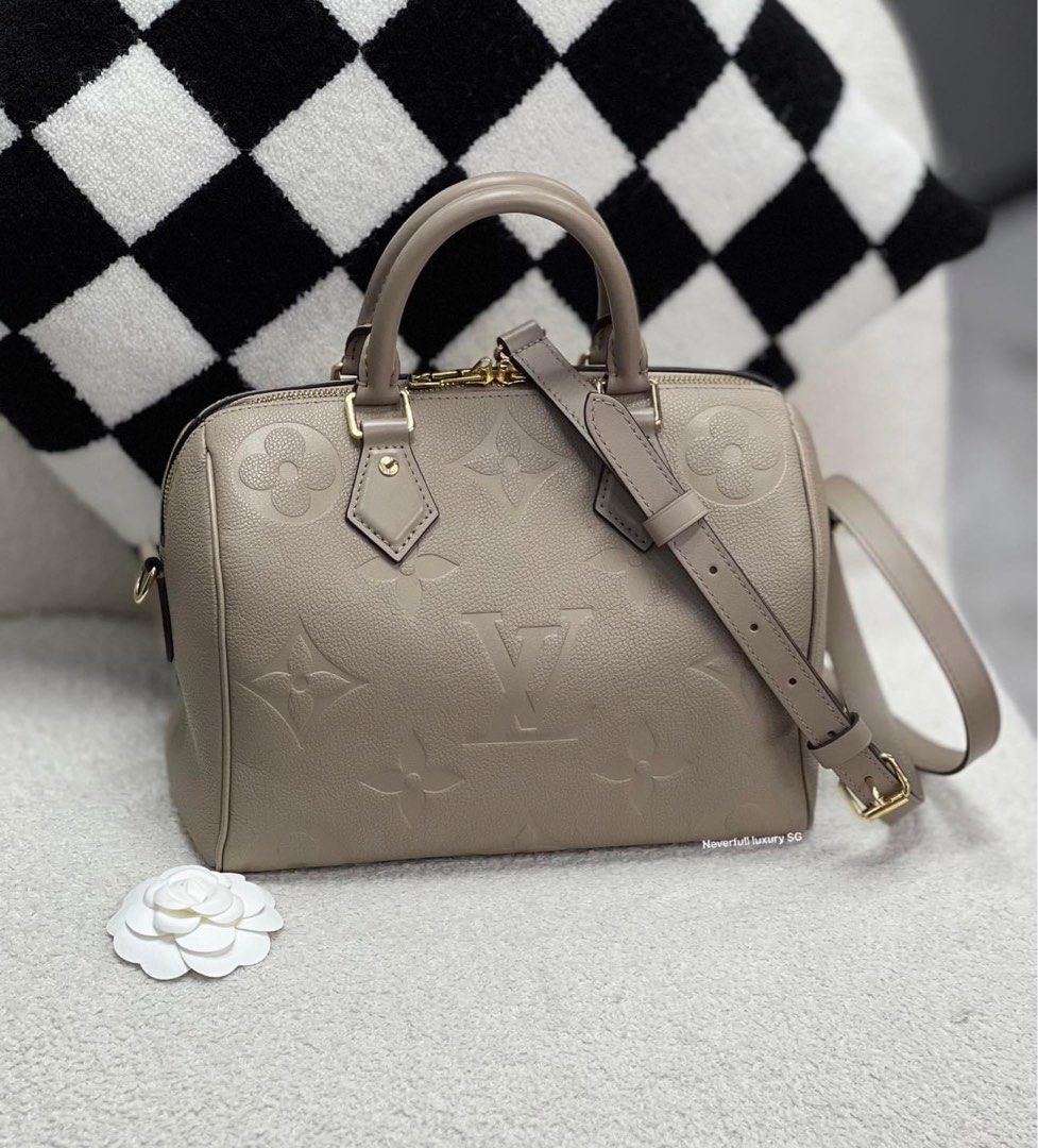 NO NEGO Louis Vuitton Speedy 25 Bandouliere Tourterelle Giant Monogram Empreinte Bag