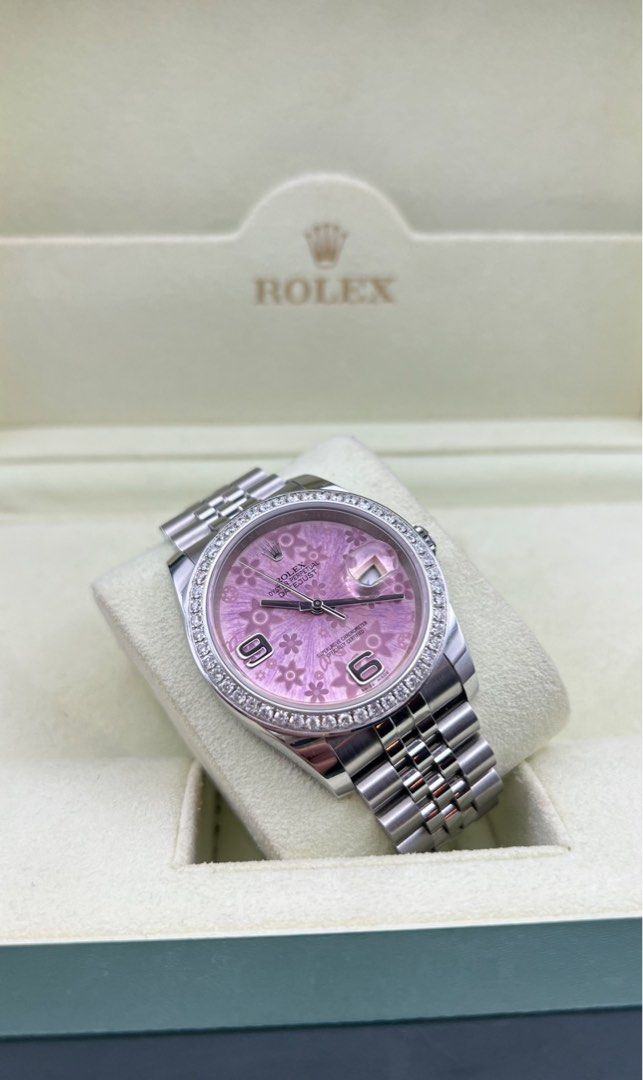 Rolex pink flower face cheap