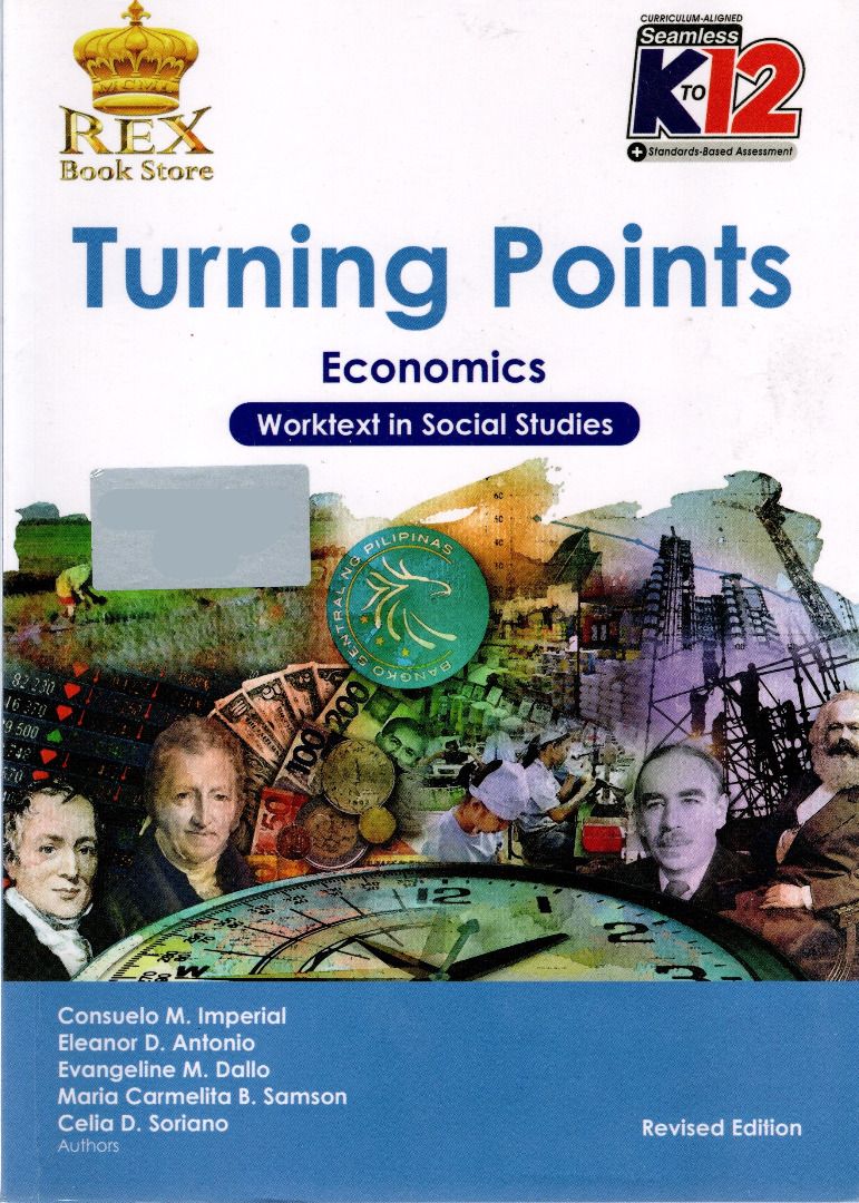 Social 9 Turning Points Economics Revised Edition (Category: Textbooks) located in Valenzuela. Submitted by nkcm1 (Listing ID 1318341104, Image 1). Description: 📚 Social 9 – Turning Points: Economics Worktext in Social Studies Revised Edition 2017 Reprinted June 2023 Rex Book Store ✨ Like new condition ✔️ Clean, unused, and with plastic cover ✔️ No writing, markings, or answers ✅ Pre-owned 📸 Actual photos of the book 💬 PM for additional photos