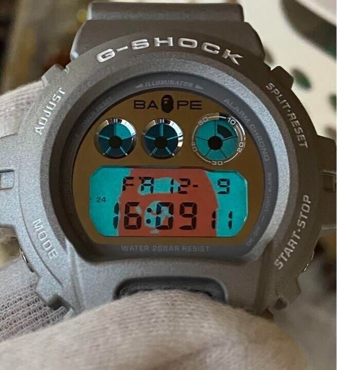 100% Ori Japan Made Dw6900 Bape Silver Sport Watch for unisex full