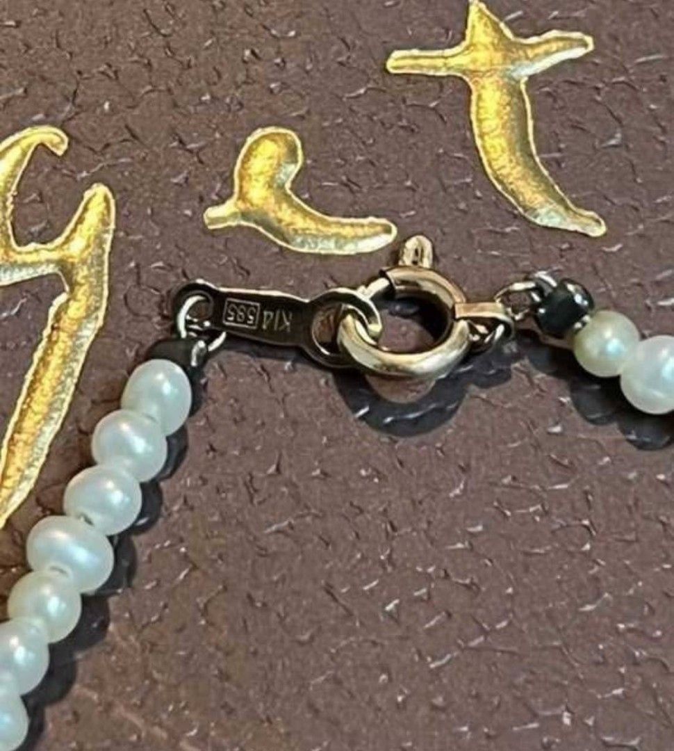 日本製Agete品牌天然珍珠鑽石14K金手鍊, 她的時尚, 珠寶、飾品與收納, 手鍊在旋轉拍賣