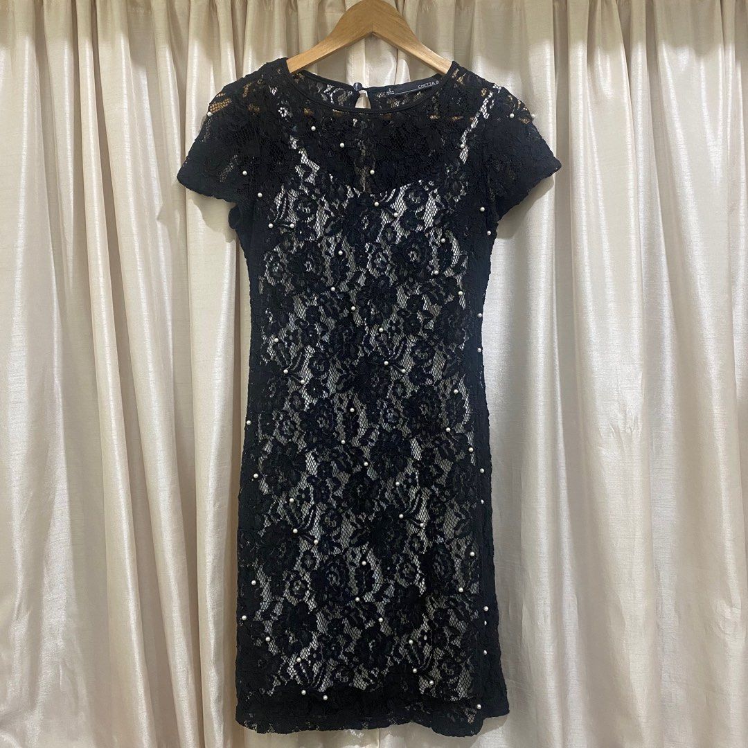 Cheeta B Black Lace Dress (Category: Dresses) located in Manila. Submitted by declutterwithsea (Listing ID 1318558019, Image 1). Description: Color: Lace Black/Ivory.