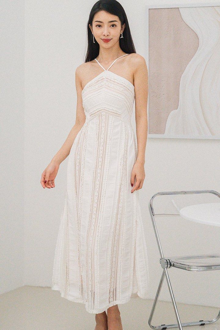 Dear Lyla Hermione Padded Halter Midaxi Lace Dress (White