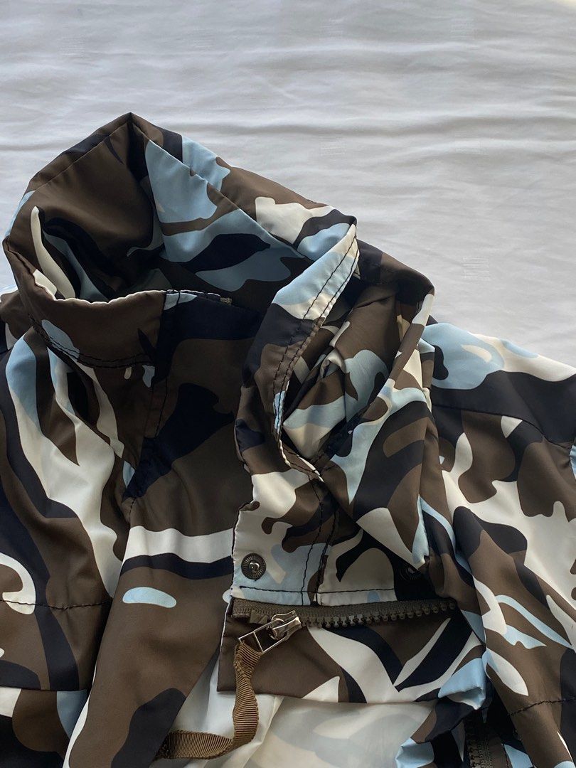Designer Army Print Hooded Windbreaker Parka Jacket