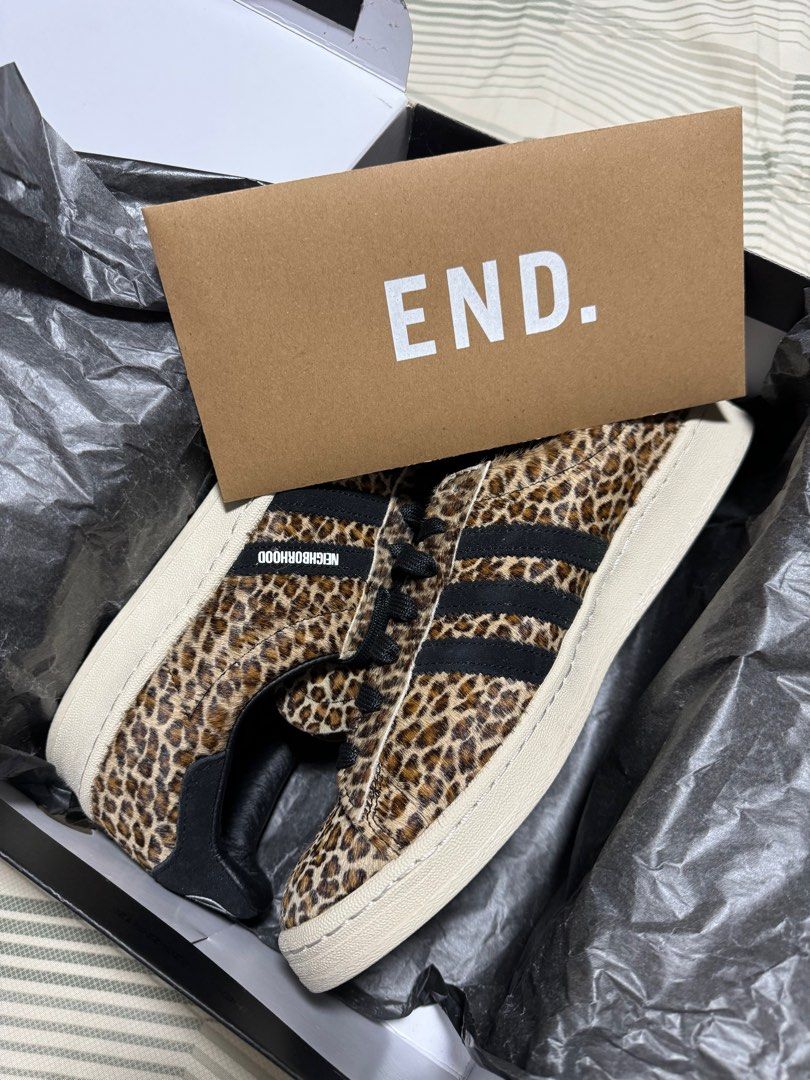 adidas gazelle silver green womens Adidas x End. Men's X Neighborhood Campus Leopard & Black Low Top Sneakers main image 0
