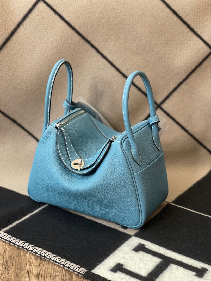 Hermes Lindy 26 D2 牛仔藍銀釦Blue Jean PHW TC Stamp W, 名牌