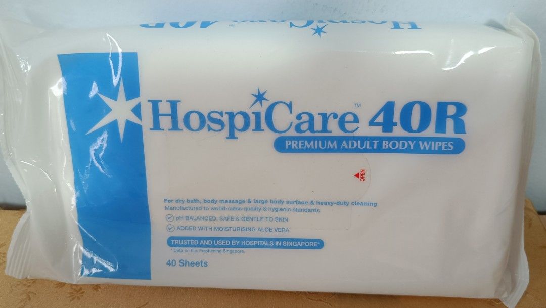 Hospicare 40R Premium Body Wipes 40's, Health Nutrition, Medical