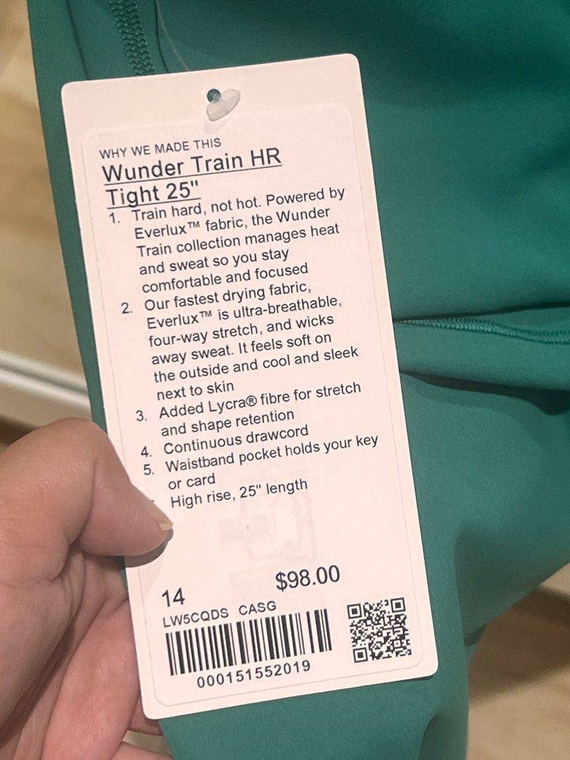 lululemon wunder train high rise tight 25” size 14 (Category: Activewear) located in San Juan City. Submitted by protoolsmnl (Listing ID 1318619665, Image 2). Description: brand new with tag.