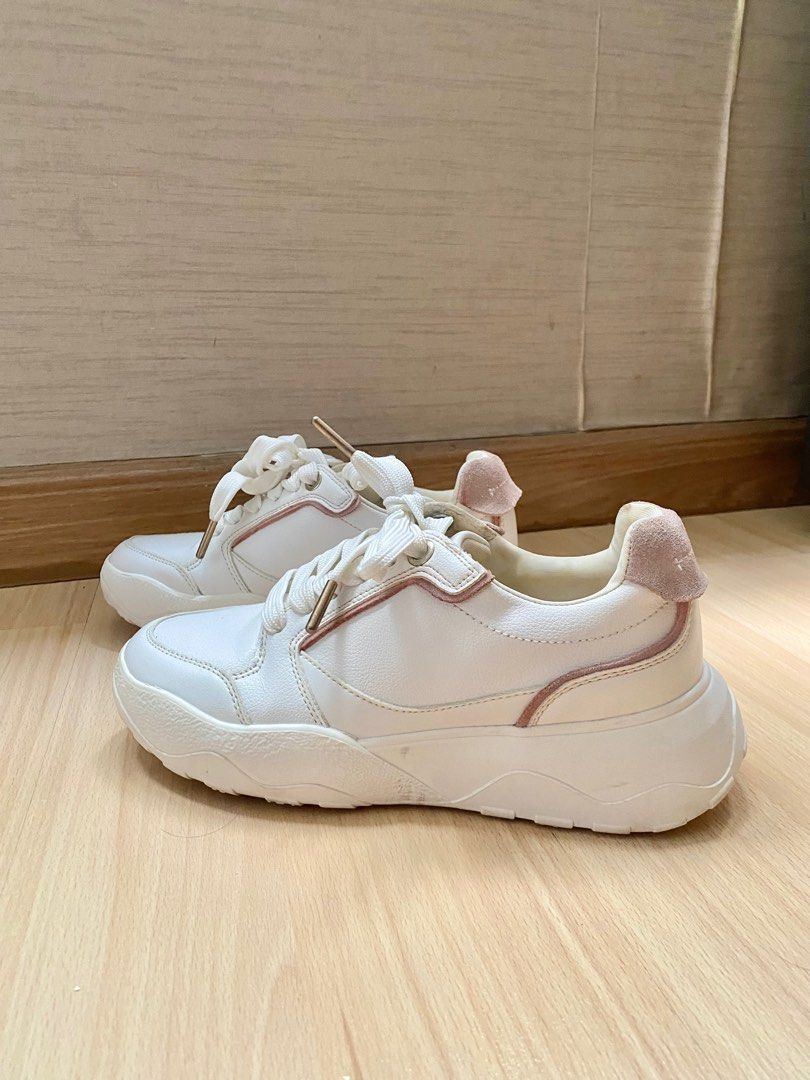 ORIGINAL Zara White Pink Sneakers Rubber Shoes