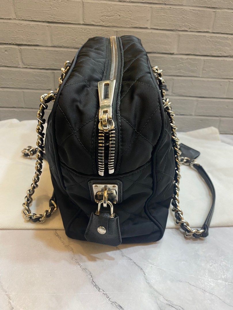 PRADA Impuntu medium nylon black shw Size 30 x 20 x Cm Dustbag