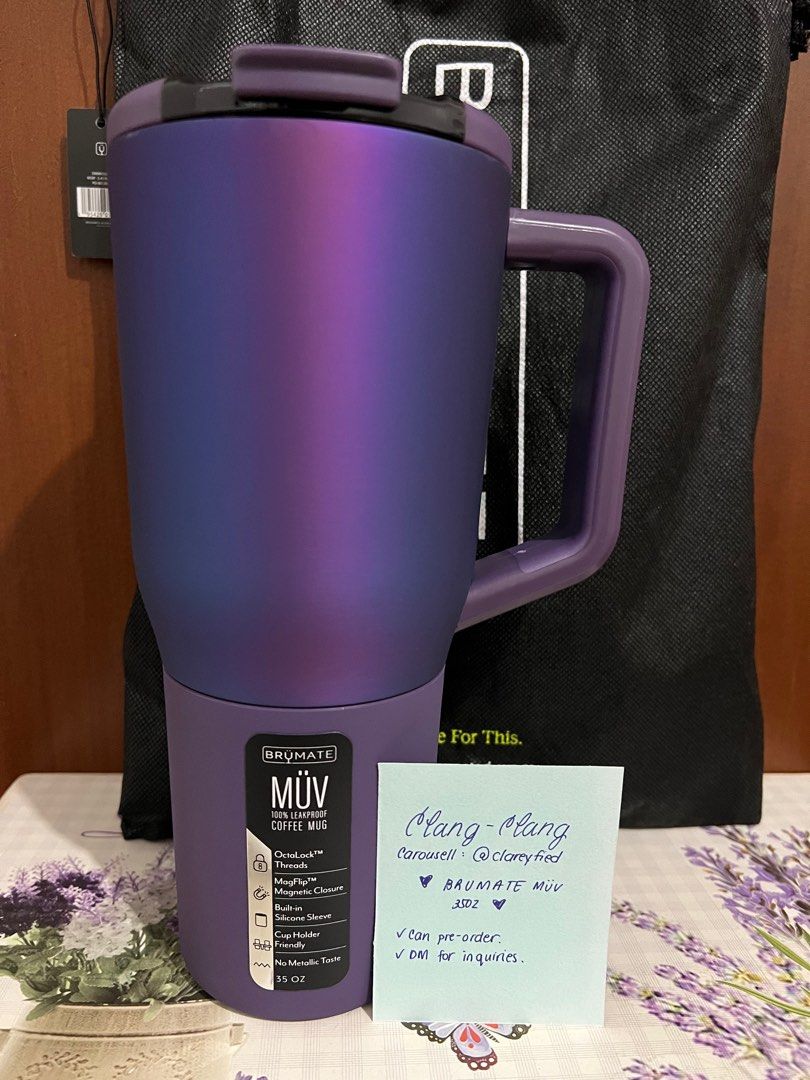 PRE-ORDER Brandnew & Authentic Brumate MUV in 35oz (Category: Water Bottles & Tumblers) located in Meycauayan. Submitted by clareyfied (Listing ID 1318480445, Image 1). Description: Brandnew and authentic BRUMATE MUV in 35oz. Please swipe -> for more photos/shades! All colours are priced at ₱3,200 except for 'Eclipse' which is priced at ₱3,400 Shipping fee to be shouldered by the buyer. Payment via BDO or Gcash Shipping via SDD Lalamove or Grab. 