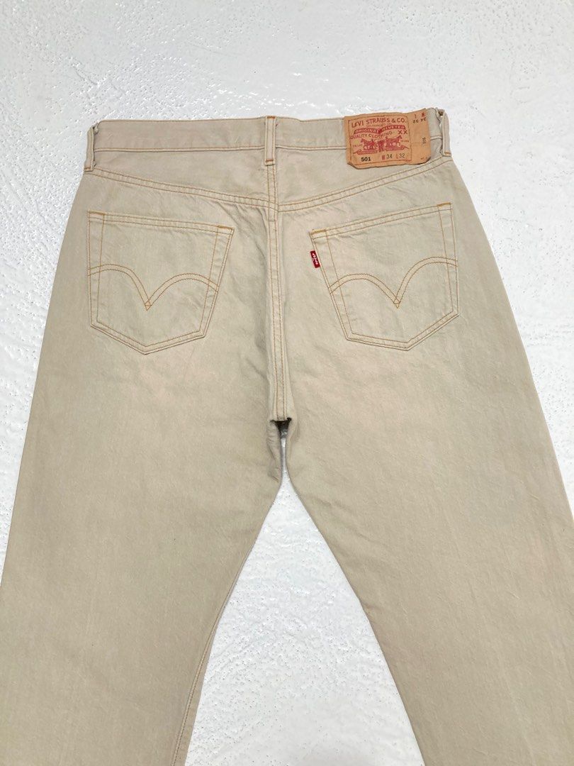 Rare Vintage Levi s 501 Light Khaki With Extension Patch for Men s Actual Waistline 32 Men s Fashion Bottoms Jeans on Carousell