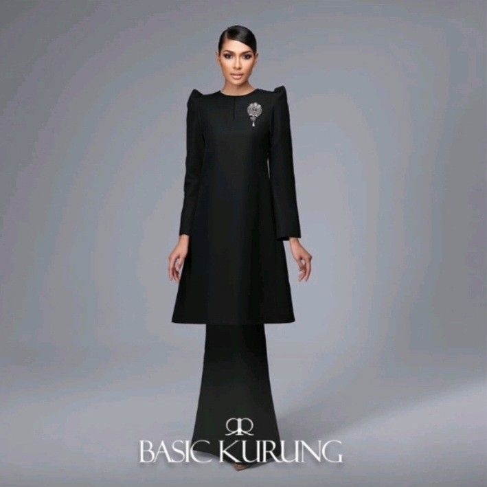 RizmanRuzaini Basic Kurung in Black (New), Women's Fashion, Muslimah ...