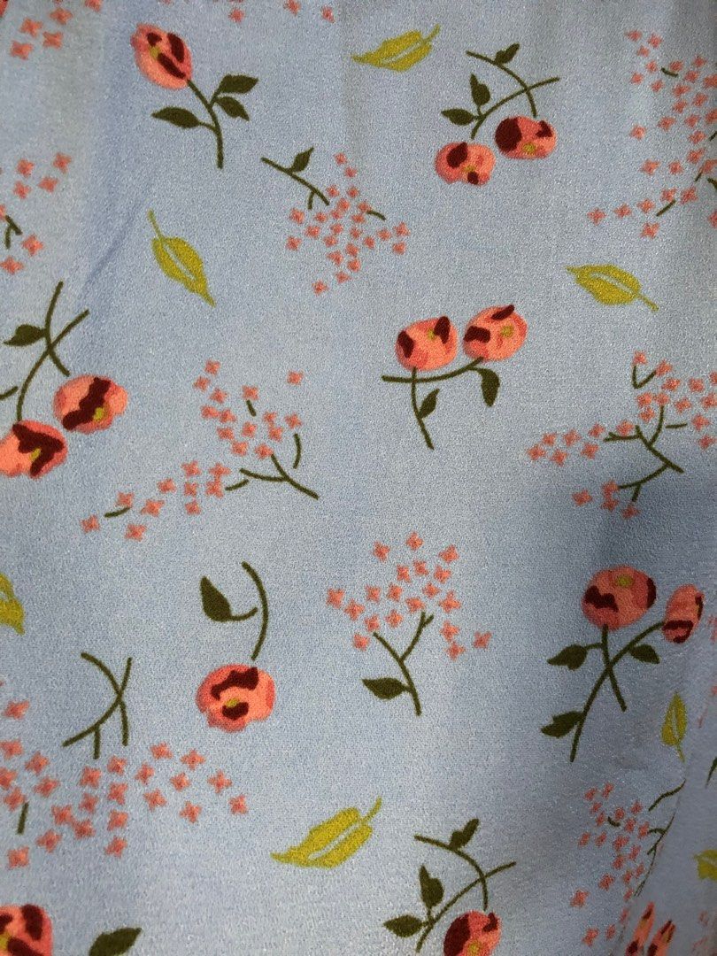 Self tie floral mini dress (Category: Dresses) located in Manila. Submitted by deecluttering98 (Listing ID 1318521343, Image 2). Description: baby blue color chiffon fabric.