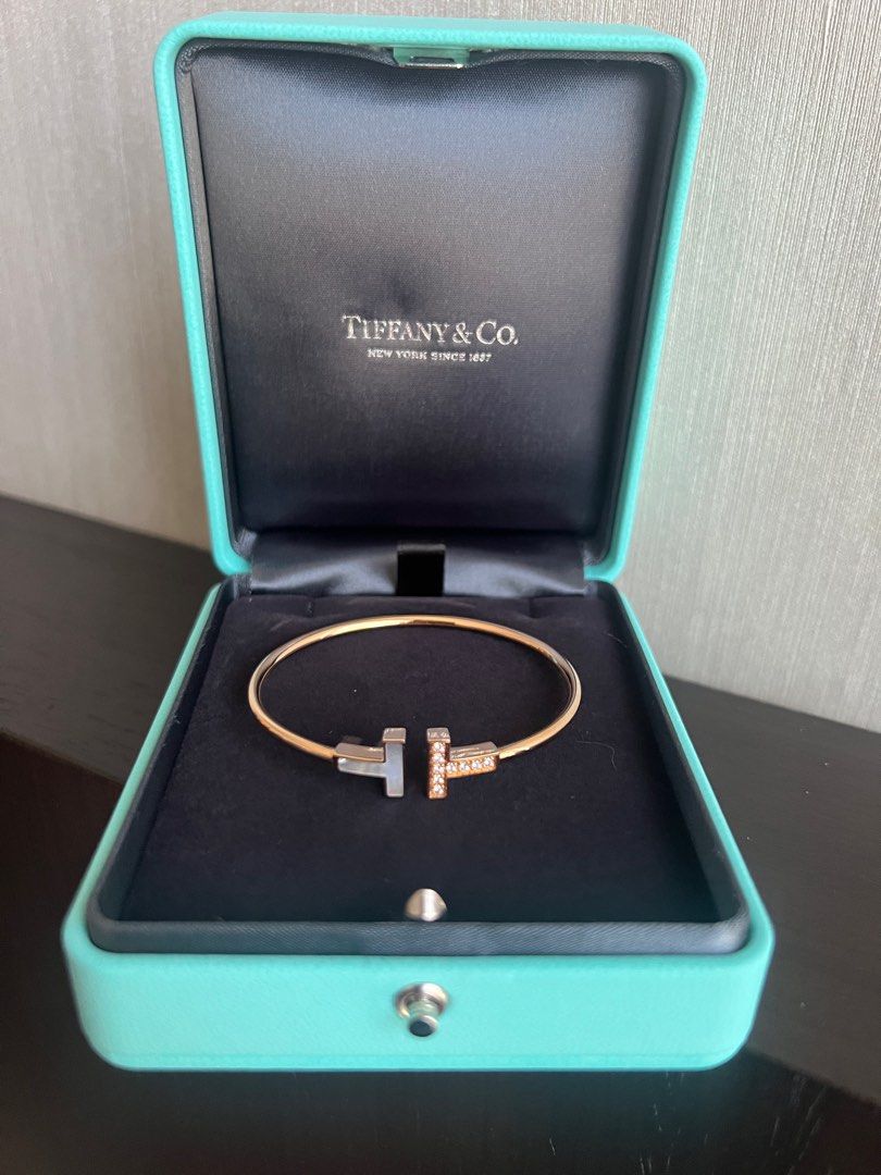 Tiffany T Wire Bracelet (Rose Gold Mother of Pearl), Women's