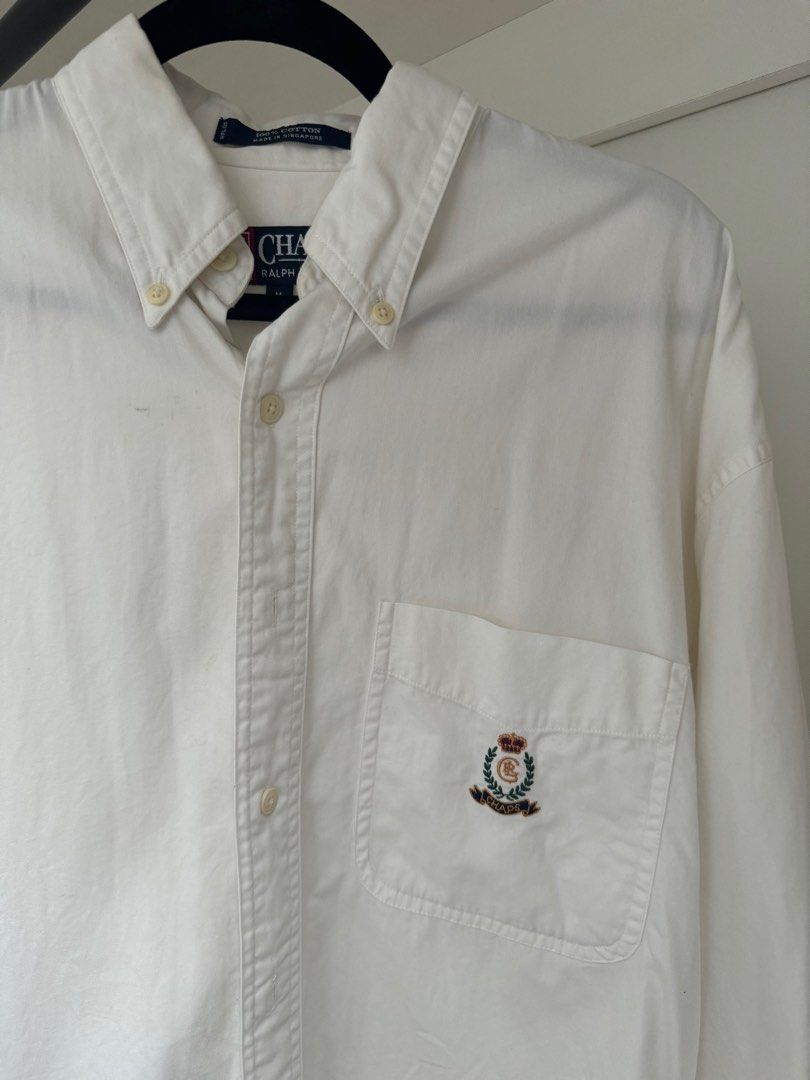 vintage Ralph lauren chaps white ls polo (Category: Formal Shirts) located in Quezon City. Submitted by goodollovedgoods (Listing ID 1318543750, Image 2). Description: Vintage Ralph lauren chaps M on tag 25x33 Plus size polo Slight yellowing might come off by washing No other issues .