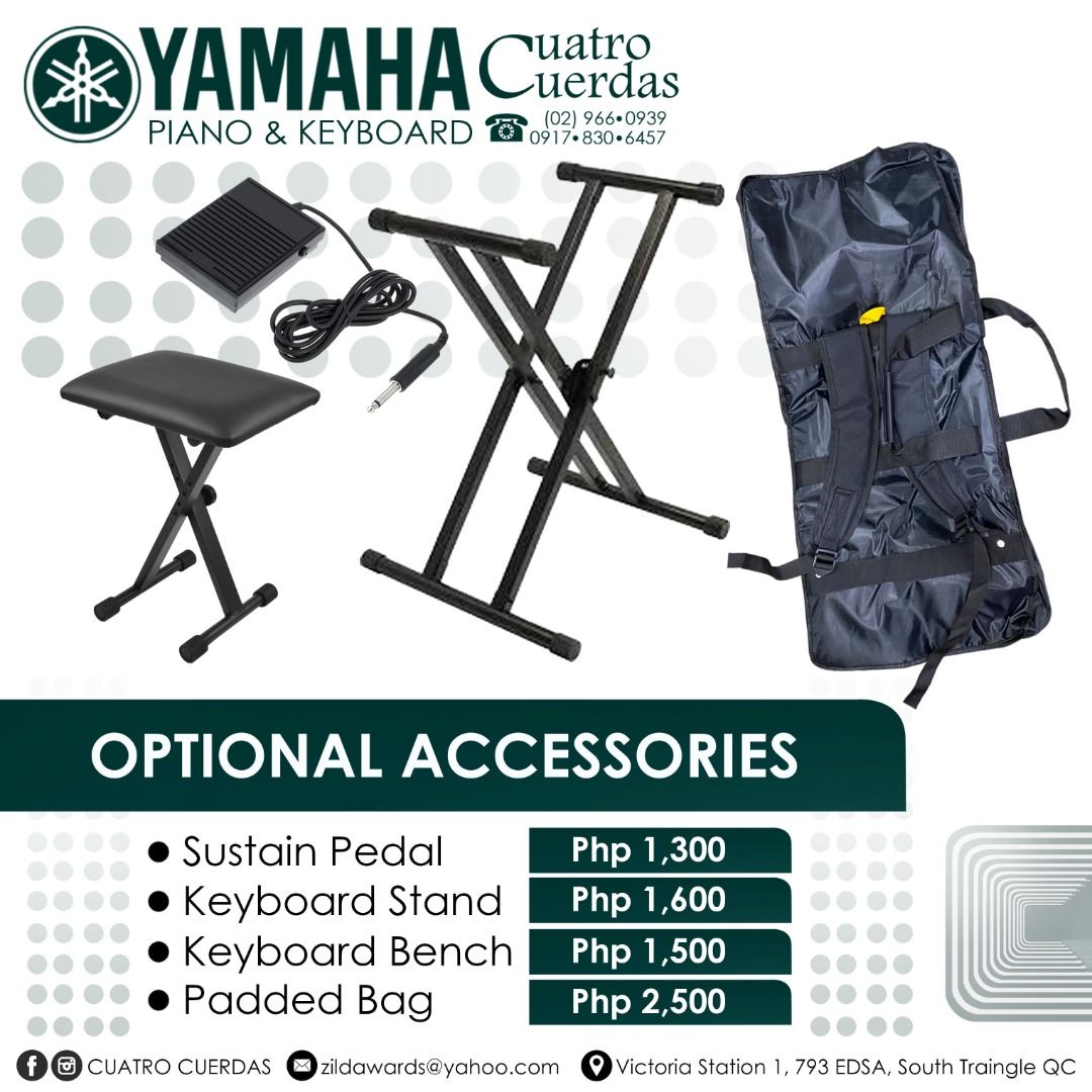 Yamaha Electronic Piano P45 (Category: Musical Instruments) located in Quezon City. Submitted by raliugamoon (Listing ID 1318492324, Image 2). Description: Facebook Page: Cuatro Cuerdas Victoria Station 1, 793 EDSA, South triangle, Quezon City Contact No.: 0917-830-6457 / 7966-0939 Key feel provides an authentic piano-playing experience. The P-45 features a graded hammer standard (GHS) keyboard. The feel of the keyboard gradually changes accordin
