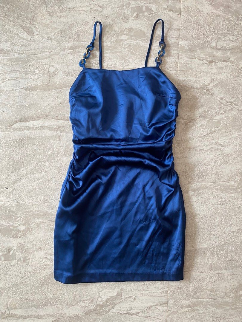 Zara Blue Satin Silk Mini Dress, Women's Fashion, Dresses & Sets, Dresses  on Carousell