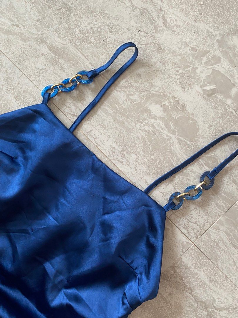 Zara Blue Satin Silk Mini Dress, Women's Fashion, Dresses & Sets, Dresses  on Carousell