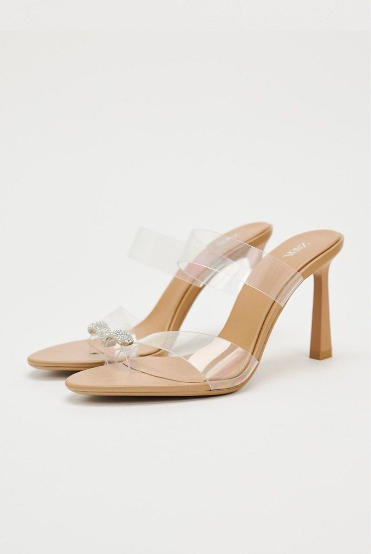 Vinyl Sandals Zara Heeled Sandals With Rhinestone Straps Zara Heeled Vinyl Sandals With Ring Detail Transparent ON HAND, Women's  Fashion, Footwear, Heels On Carousell