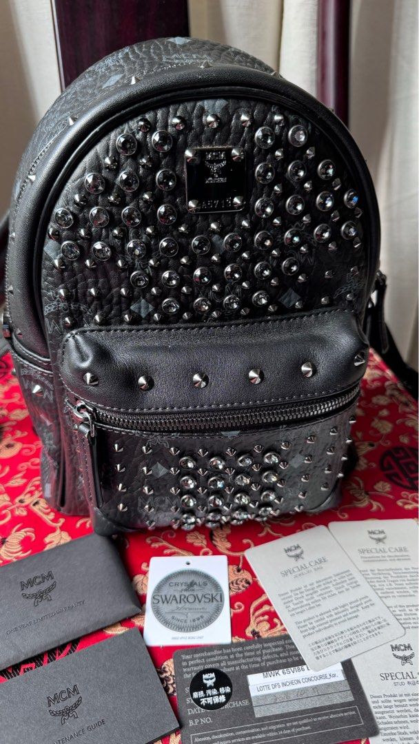 100 Authentic MCM Swarovski Diamond Stark Backpack