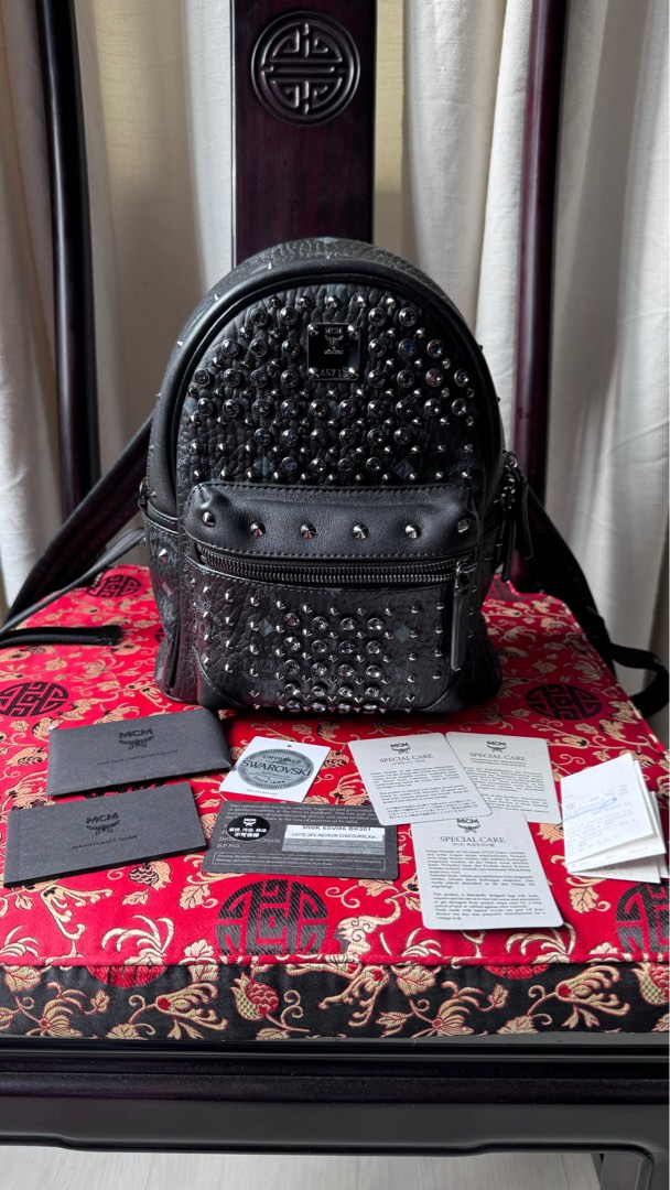100 Authentic MCM Swarovski Diamond Stark Backpack Women s Fashion Bags Wallets Backpacks on Carousell