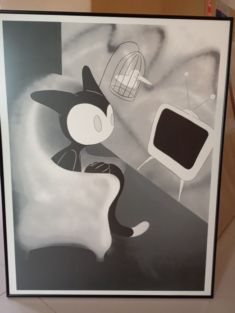 Socks the Ghost cat  フィギュア　Lotta Lotta Socks the Ghost cat 真品日本LOTTA 90*70cm 簽名版畫限量