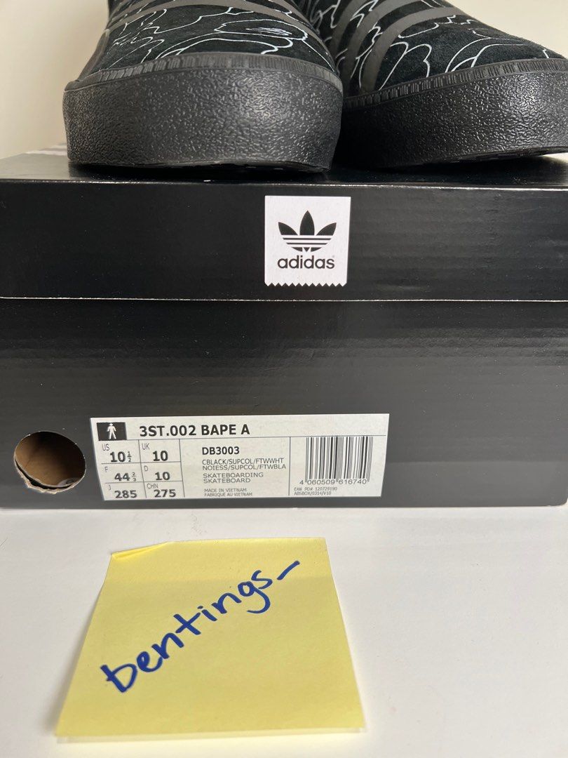 Adidas x Bape 3ST.002 Men s size 10.5US Black Reflective Skateboarding shoes DB3003 Carousell