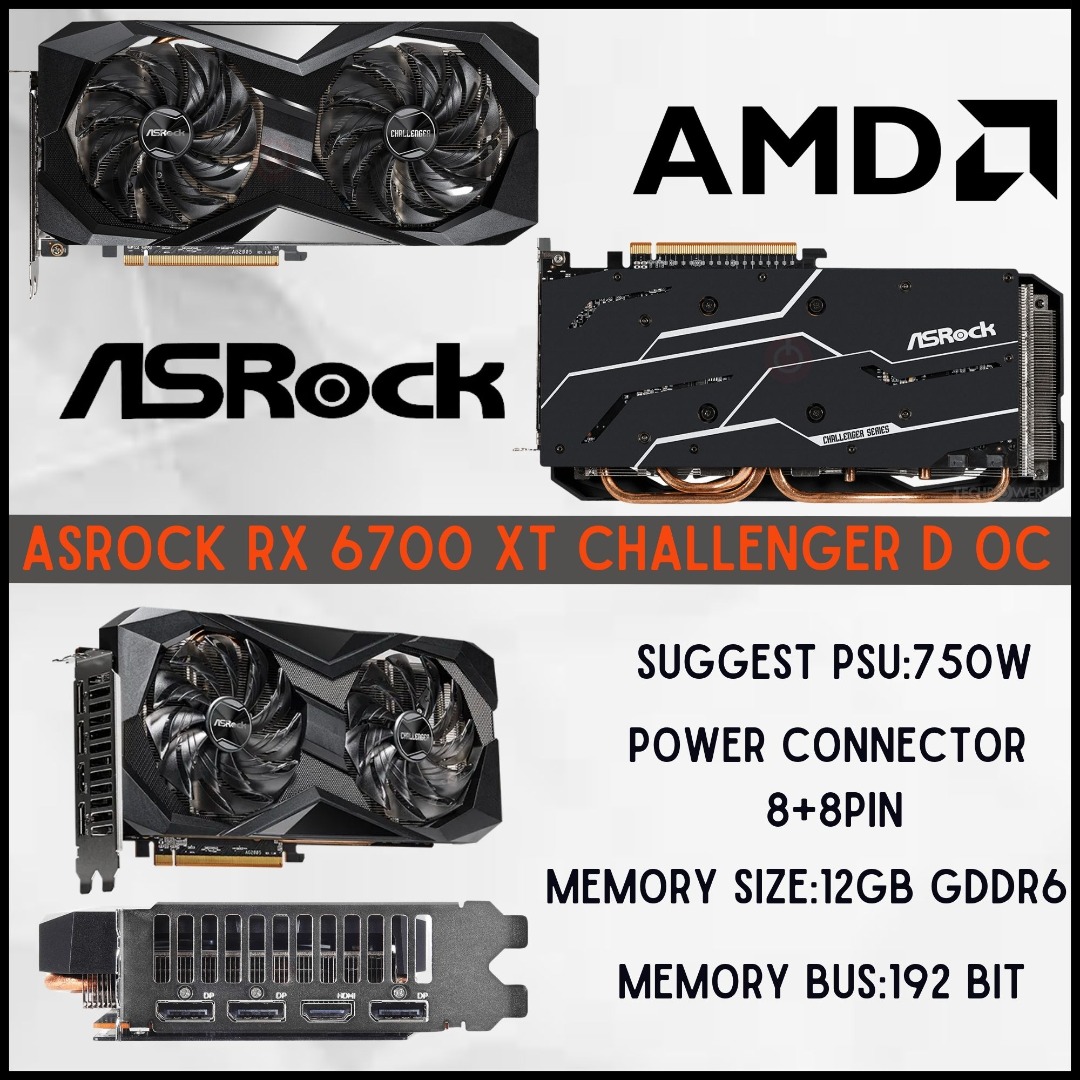 ASROCK RX6700XT CHALLENGER OC 12GB, Computers & Tech, Parts ...