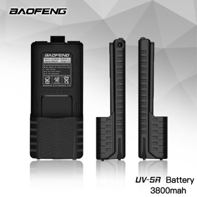Baofeng UV-5R 7.4v 3800mah Battery (Category: Walkie-Talkie) located in Manila. Submitted by kinasamudio913 (Listing ID 1318681821, Image 1). Description: Brand： BAOFENG Capacity: 3800mAh Voltage: 7.4V Battery: Li-ion Compatible: UV-5R, UV-5RHP, UV-5RA, UV-5RE, UV-E5,BF-F8+, BF-F8HP, Cignus UV-85, UV-85HP Optional Charging: Can be use Wall Adaptor Charger with input: 100-240V~ / Output: 8.5V 600mA.
